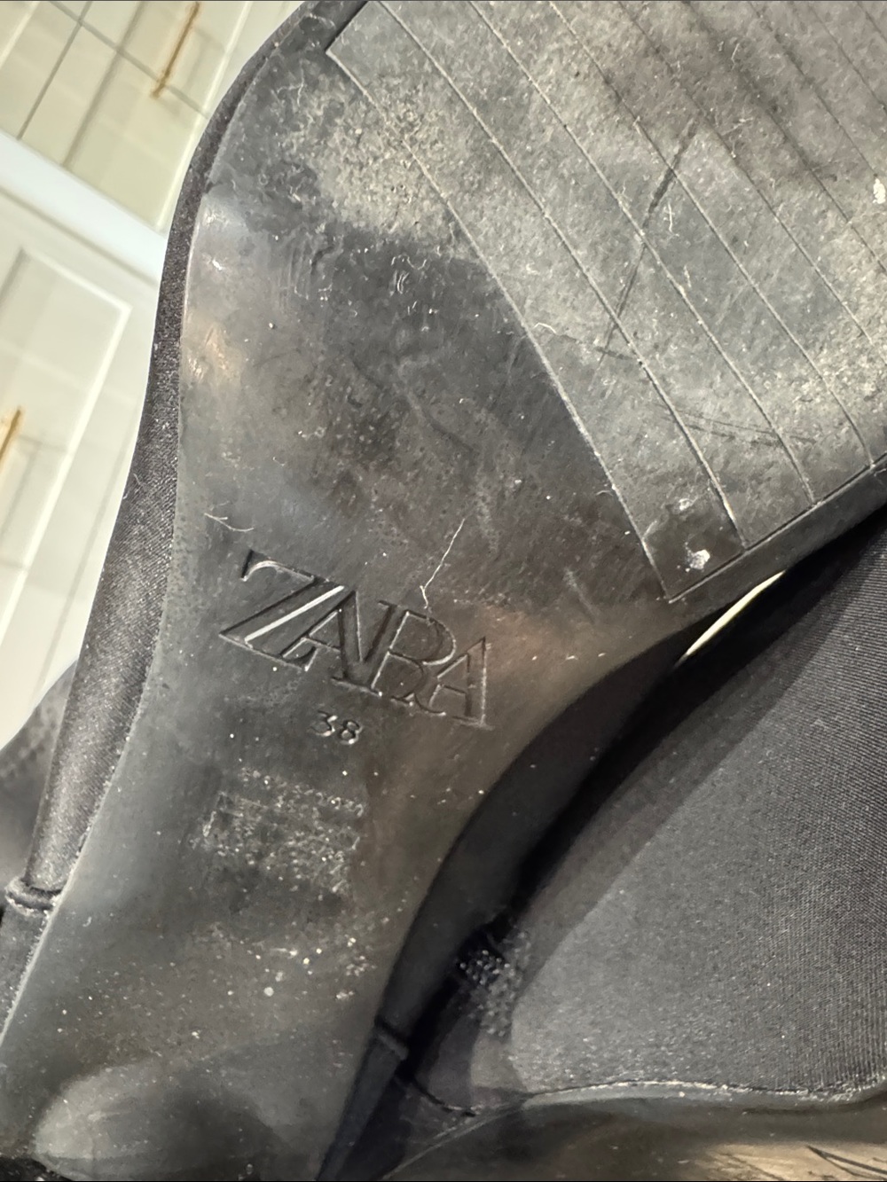 Zara Black Pointed Toe Mid-Calf Heeled Boots - Picture 5 of 5